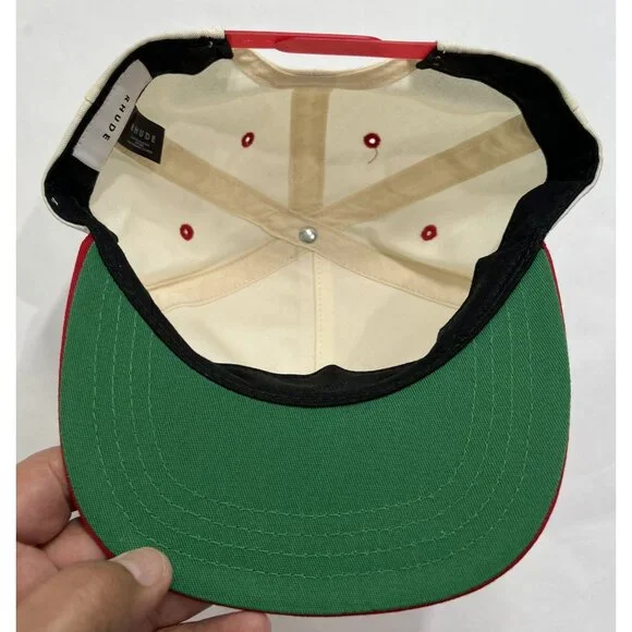 RHUDE Rossa Logo Embroidered Cap in Cardigan Red Off White